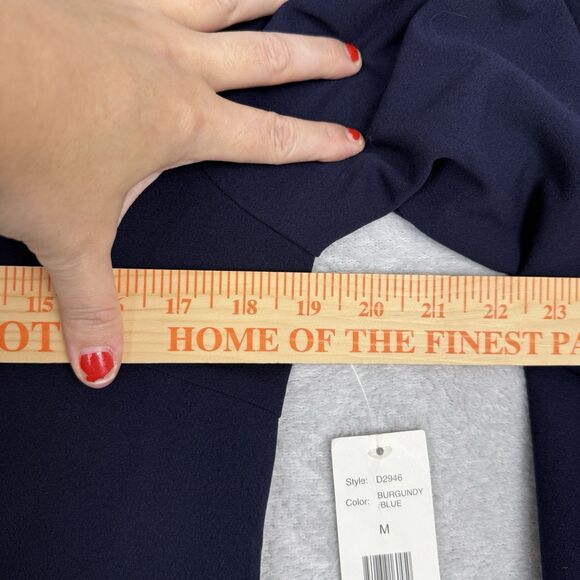 Alexia Admor Flare Sleeve Shift Dress M Blue Burgundy Mod Retro MCM Gogo Party - Picture 9 of 13